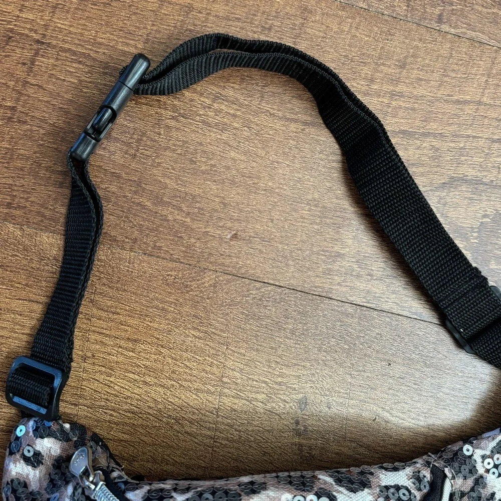 “Live justice” sequin animal print fanny pack